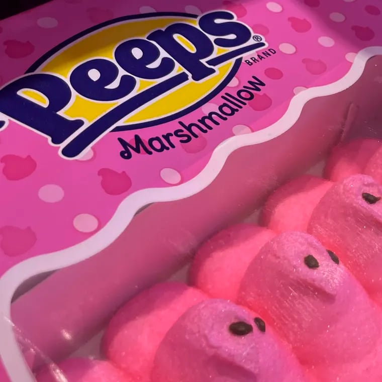 Marshmallow Peeps candy is on display at a store in Lafayette, Calif., last week. Gov. Gavin Newsom signed a law in October making California the first state to ban four chemicals from food and drinks. It bans Red Dye No. 3, a food coloring used in candy like Peeps.