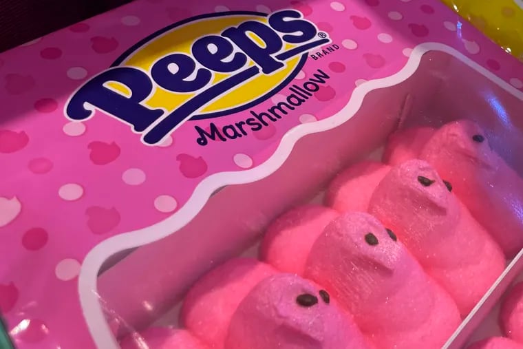 Marshmallow Peeps candy is on display at a store in Lafayette, Calif., last week. Gov. Gavin Newsom signed a law in October making California the first state to ban four chemicals from food and drinks. It bans Red Dye No. 3, a food coloring used in candy like Peeps.