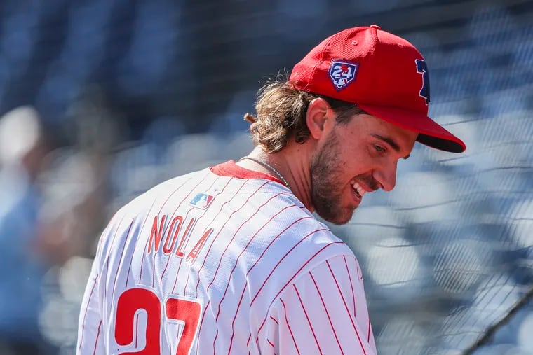 Aaron Nola will make his season debut on Saturday against the Braves.