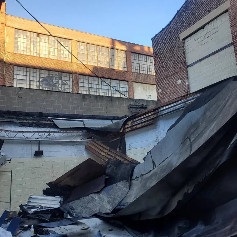 A view of the collapsed roof at the Goodwill Industries building in Juniata. The 21,000 square foot facility has classrooms and workforce training space that all suffered water damage last weekend.