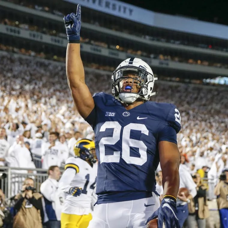 Saquon Barkley rushed for 3,843 yards and 43 touchdowns in three seasons at Penn State.